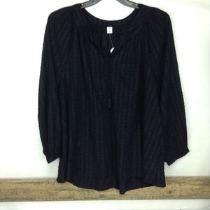 Old Navy Peasant Blouse Top Size XL Black